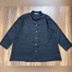 Bryn Walker Black Button-Up linen Shirt